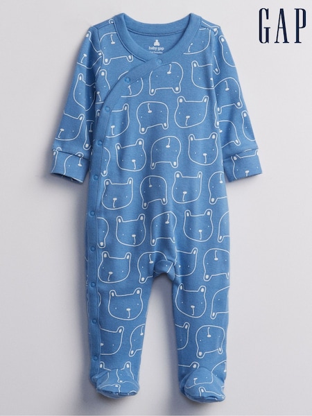 Gap Blue Brannan Bear Long Sleeve Baby Sleepsuit (Newborn - 24mths) (P89669) | €12.50