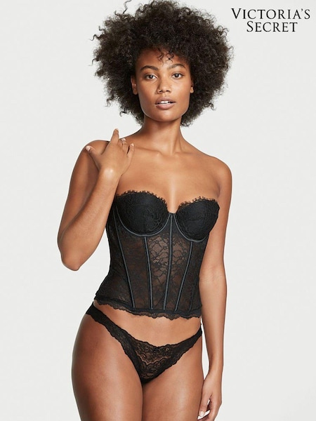 Victoria's Secret Black Lace Lightly Lined Corset Bra Top (P90742) | €39