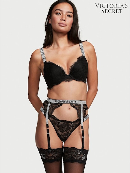 Victoria's Secret Black Lace Shine Strap Suspenders (P90865) | €25