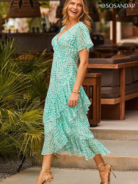 Sosandar Layered Frill Angel Sleeve Midaxi Dress (P91403) | €49