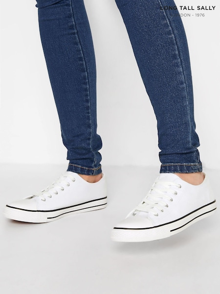 Белый - Long Tall Sally Canvas Low Trainer (P92268) | €15