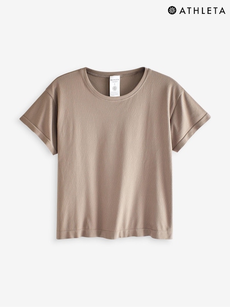 Athleta Brown Ether Seamless Mesh T-Shirt (P94651) | €17