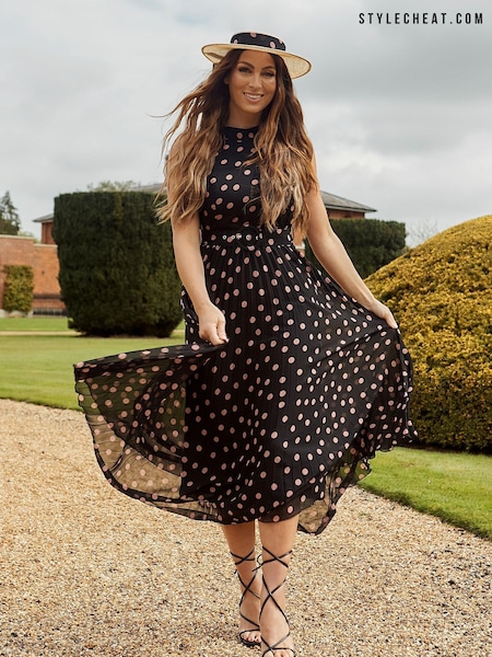 Style Cheat X Luisa Zissman Black Luisa Belted Pleated Maxi Dress (P99103) | €35