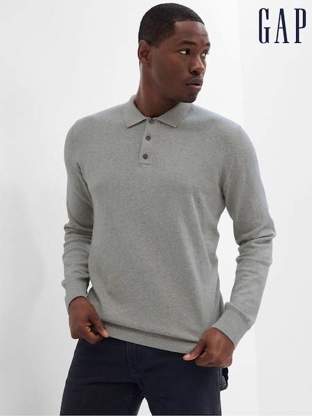 Gap Grey Knit Long Sleeve Polo Shirt (P99248) | €23