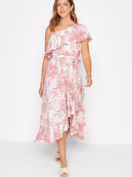 Long Tall Sally Pink Floral One Shoulder Frill Dress (P99533) | €25