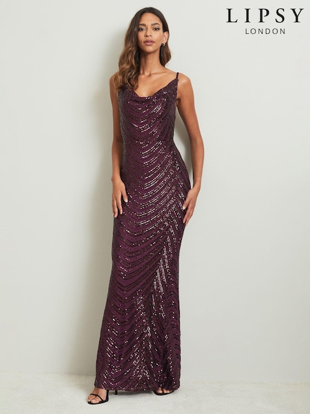Lipsy Paige Sequin Cami Cowl Bridesmaid Dress (P99626) | €80