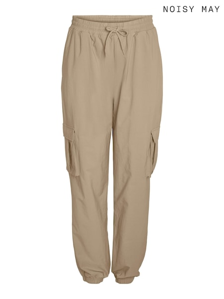 NOISY MAY Cream High Waisted Utility Cargo Trousers (Q01395) | €22