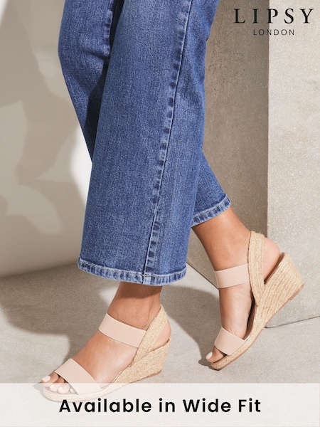Lipsy Nude Pink Standard Fit Elastic Low Wedge Espadrille Sandal (Q03241) | €48