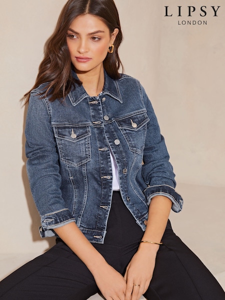 Lipsy Mid Blue Classic Fitted Denim Jacket (Q04086) | $89