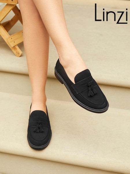 Linzi Black Matte Rosalie Black Nubuck Penny Loafer (Q05416) | €27