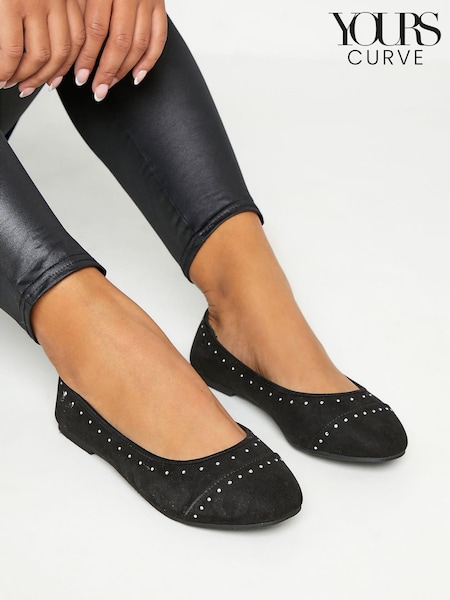 Yours Curve Extra-Wide Fit Diamante Ballerina Shoes (Q07275) | 78 LEI