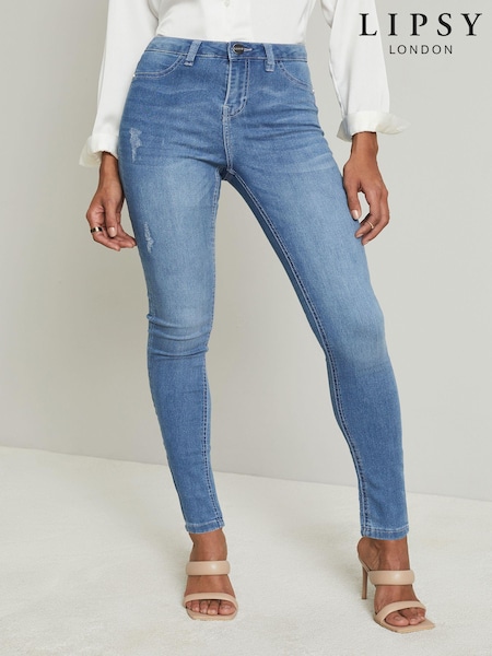 Blau - Lipsy Stretch-Skinny-Jeans mit mittelhohem Bund (Q07503) | 24 €