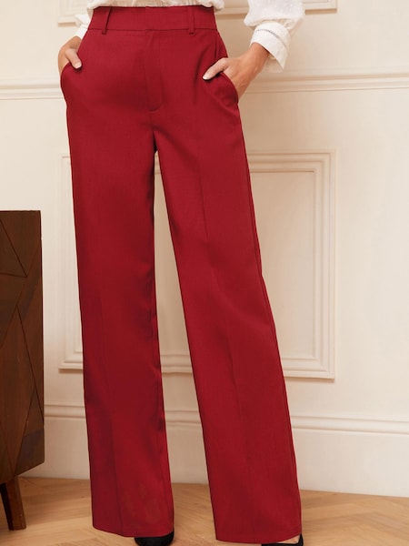 Tiefrot - Love & Roses Tailored-Hose mit weitem Bein und hohem Bund (Q08461) | 30 €