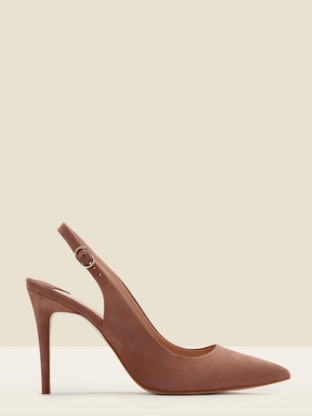 Sosandar Brown Suede Slingback Court Shoe (Q08845) | €45