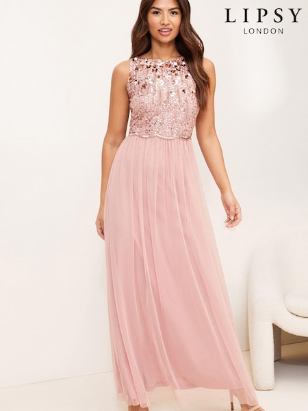 Lipsy Natalie Hand Embellished Bridesmaid Maxi Dress (Q09215) | €67
