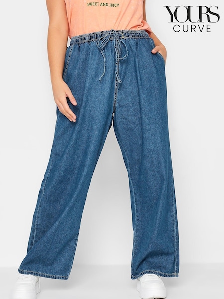 Mittelblau - Yours Curve Pull On Wide Leg Jean (Q09230) | 9 €