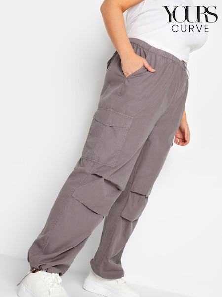 Yours Curve Mushroom Brown Parachute Trouser (Q09895) | €16.50