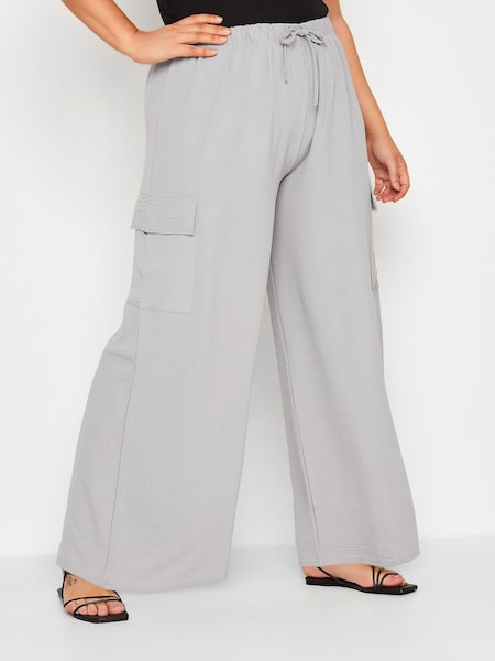 Yours Curve Grey Wide Leg Crepe Cargo Trouser (Q10791) | €16.50