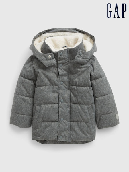 Gap Grey Water Resistant Sherpa Lined Recycled Puffer Jacket (Q11770) | €9