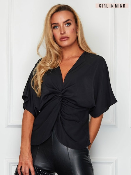 Girl In Mind Black Vera Twist Front Blouse (Q12333) | €15