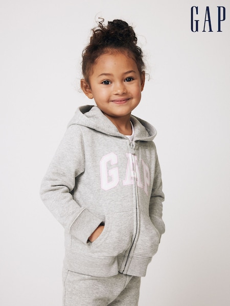 Vaalean harmaa - Gap Logo Zip Up Hoodie (newborn-5yrs) (Q13474) | €32