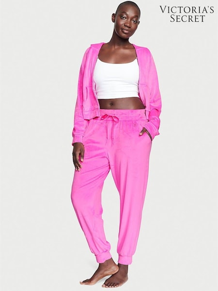 Victoria's Secret Pink Berry Graphic Pink Velour Jogger (Q13765) | €25