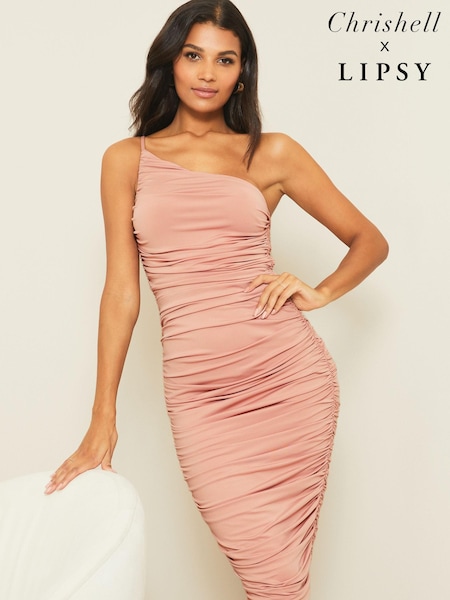 Телесный - Lipsy One Shoulder Slinky Midi Dress (Q14888) | €18