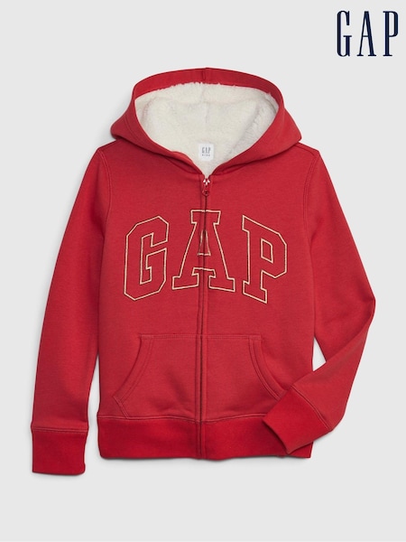 Gap Red Logo Sherpa Zip Up Long Sleeve Hoodie (4-13yrs) (Q15443) | €13