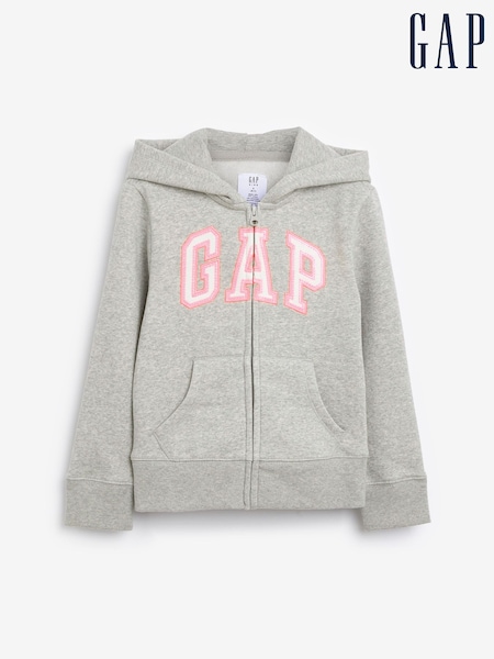 Серый/розовый - Gap Logo Zip Up Hoodie (4-13yrs) (Q16566) | €33