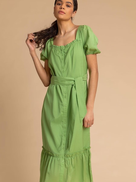 Roman Puff Sleeve Button Through Midi Dress (Q16639) | 32 €