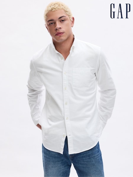 Valkoinen - Gap Regular Fit Long Sleeve Oxford Shirt (Q18554) | €63