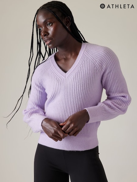Athleta Purple Layover V-Neck Jumper (Q18604) | €50