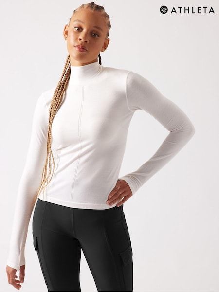 Athleta White Ascent Seamless Turtleneck T-Shirt (Q18718) | €36
