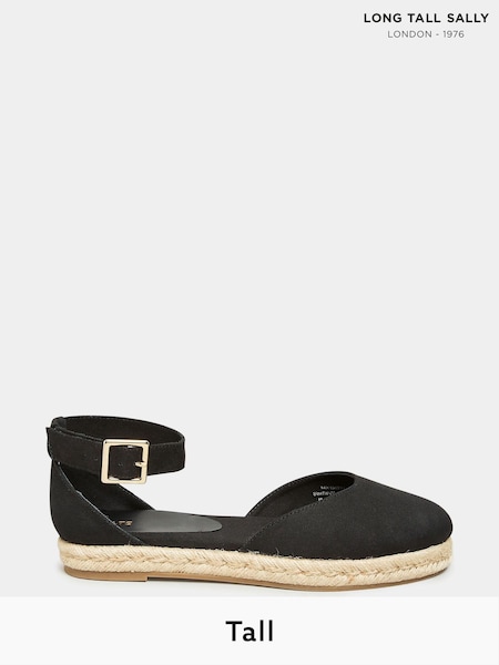 Long Tall Sally Black Espadrille Ankle Strap Sandal (Q19319) | €19
