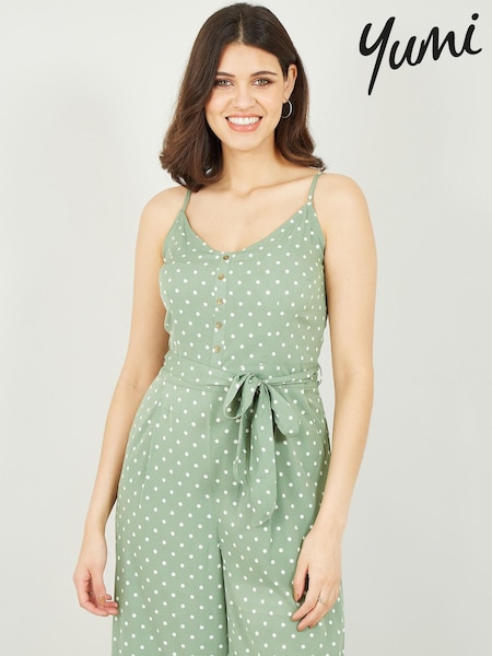 Зеленый - Yumi Polka Dot Jumpsuit (Q21388) | €26