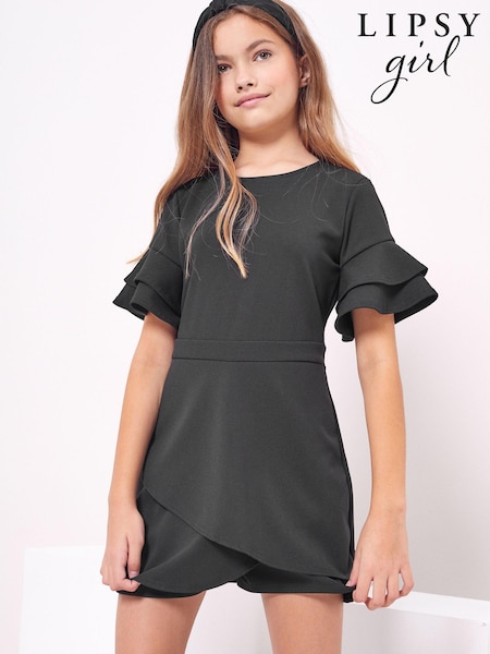 Черный комбинезон - Lipsy Frill Sleeve Skort Playsuit (Q22053) | €15 - €18