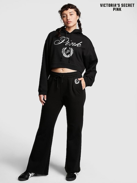 Victoria's Secret PINK Pure Black Fleece Wide Leg High Waist Jogger (Q22695) | €27