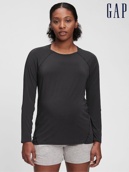 Gap Black Maternity Breathable Long Sleeve Crew Neck T-Shirt (Q25719) | €8