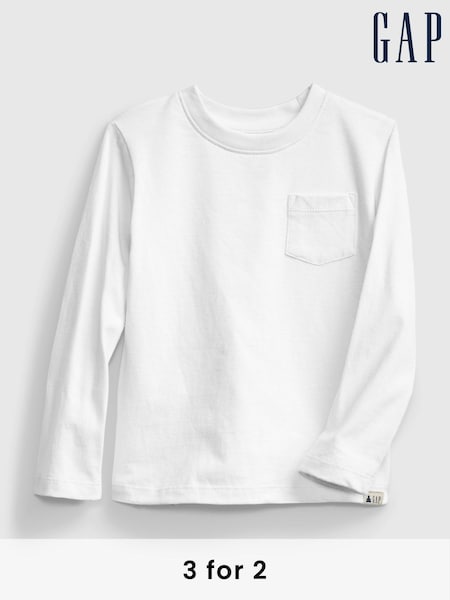 Белый - Gap Crew Neck Pocket T-Shirt (12mths-5yrs) (Q25835) | €13