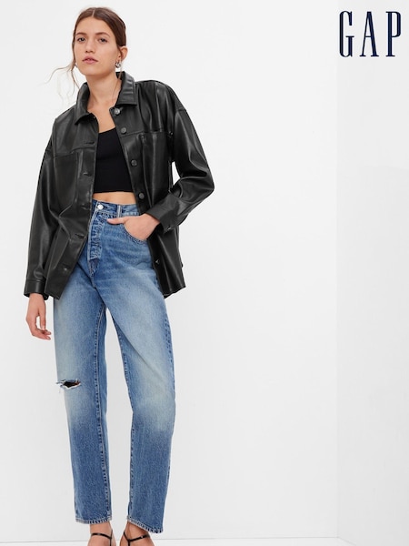 Gap Black Faux-Leather Utility Shacket (Q26442) | €15