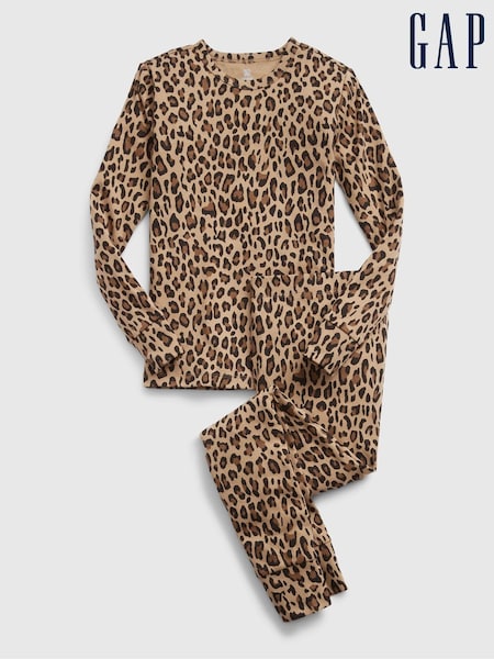 Gap Brown Leopard Leopard Print Long Sleeve Pyjama Set (Q26573) | €22.50