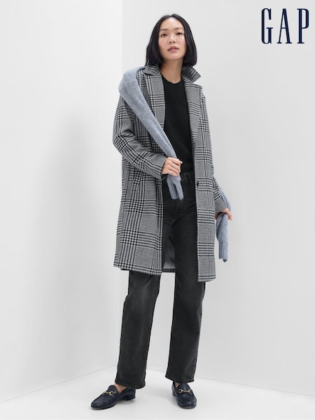 Gap Grey Tartan Long Topcoat (Q27323) | €22