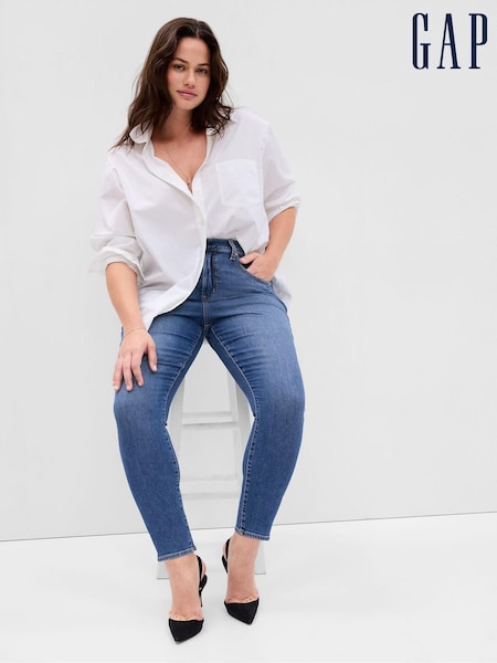 Keski Indigo Sininen - Gap High Waisted True Stretch Skinny Jeans (Q27875) | €87