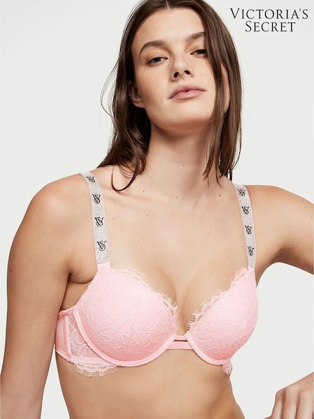 Victoria's Secret Pretty Blosson Pink Monogram Push Up Shine Strap Bra (Q28723) | €68
