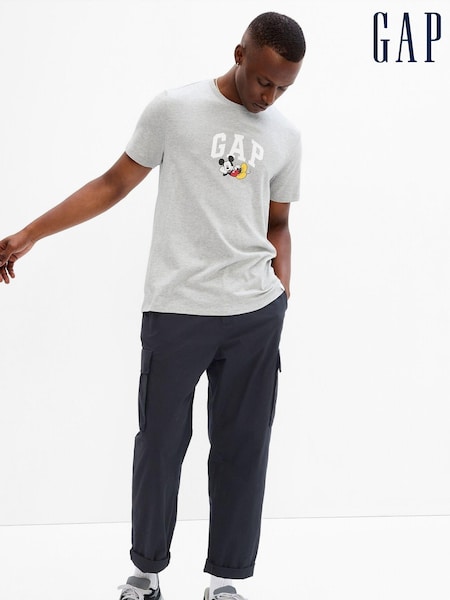 Gap Grey Disney Mickey Mouse Logo Short Sleeve Crewneck T-Shirt (Q30273) | €12.50