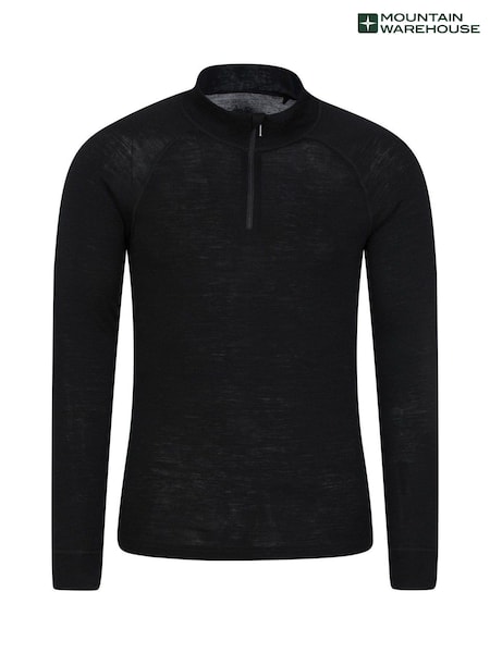 Mountain Warehouse Black Merino Zip Neck Thermal Top - Mens (Q30404) | €32