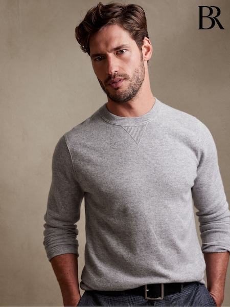 Banana Republic Grey Sarno Pure Cashmere Crew Neck Jumper (Q30796) | €132