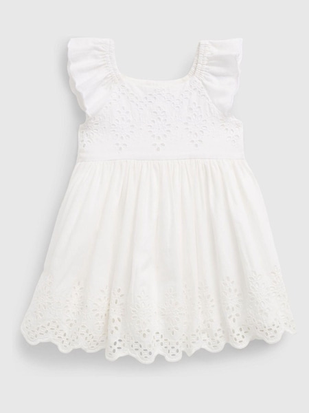 Gap Kleid mit Rundhalsausschnitt, Flatterärmeln und Lochstickerei - Baby (Q31122) | 19 €