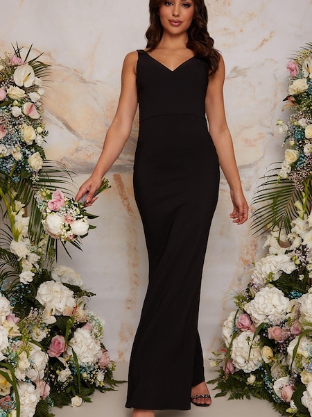 Chi Chi London Black Sleeveless Plunge Neck Maxi Dress (Q33641) | €24