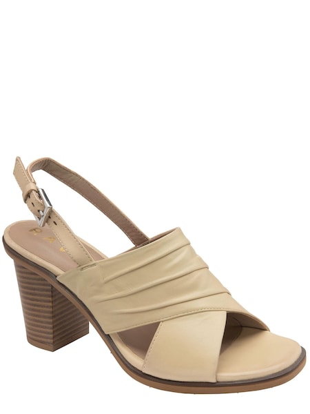 Ravel Beige Leather Block Heel Sandal With Buckle Fastening (Q34054) | €48